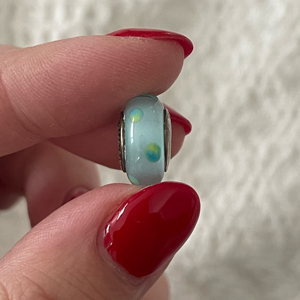 TWO Pandora Murano glass charm bead in pink and teal - Picture 4 of 8